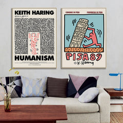 50cmx50cm Wall art By Keith Haring 2 Sets Gold Frame Canvas Tristar Online