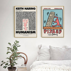50cmx50cm Wall art By Keith Haring 2 Sets Gold Frame Canvas Tristar Online