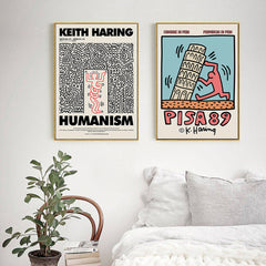 70cmx70cm Wall art By Keith Haring 2 Sets Gold Frame Canvas Tristar Online