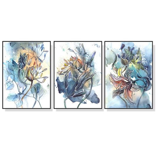 60cmx90cm Watercolor Style Abstract Flower 3 Sets Black Frame Canvas Wall Art Tristar Online