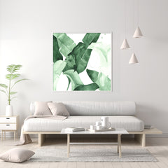 60cmx60cm Tropical Leaves Square Size White Frame Canvas Wall Art Tristar Online