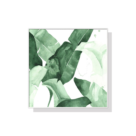60cmx60cm Tropical Leaves Square Size White Frame Canvas Wall Art Tristar Online