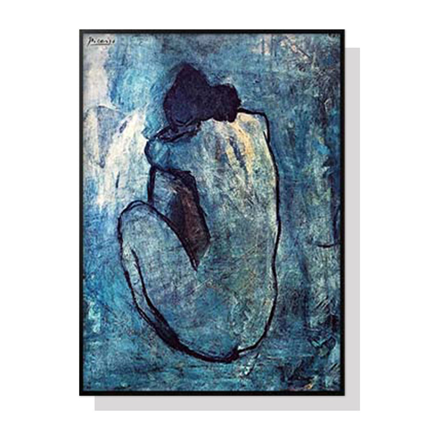 70cmx100cm Blue Nude by Pablo Picasso Black Frame Canvas Wall Art Tristar Online
