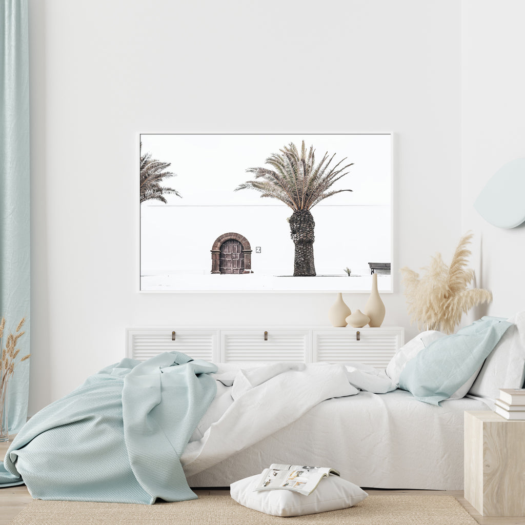 50cmx70cm European Palm Tree White Frame Canvas Wall Art Tristar Online