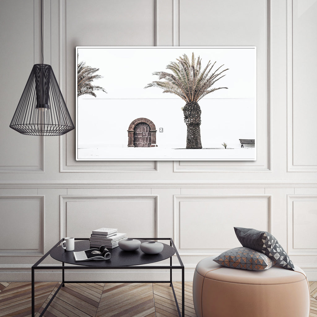 60cmx90cm European Palm Tree White Frame Canvas Wall Art Tristar Online