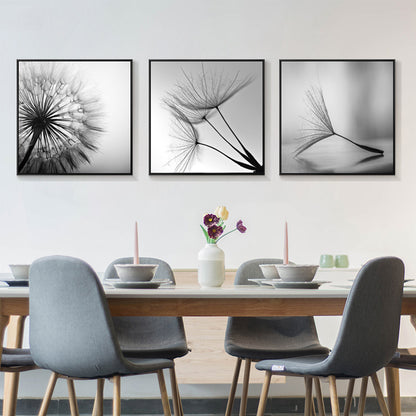 50cmx50cm Botanical dandelions 3 Sets Black Frame Canvas Wall Art Tristar Online