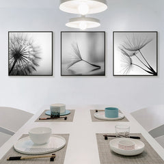 60cmx60cm Botanical dandelions 3 Sets Black Frame Canvas Wall Art Tristar Online