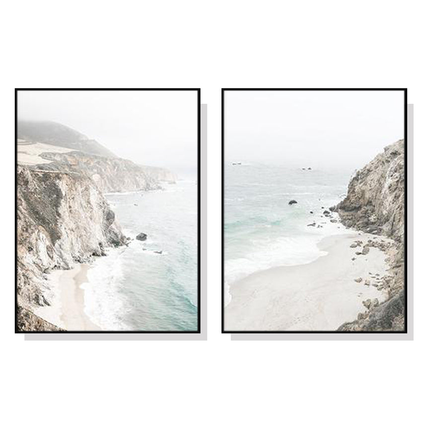 40cmx60cm Mountain Beach 2 Sets Black Frame Canvas Wall Art Tristar Online