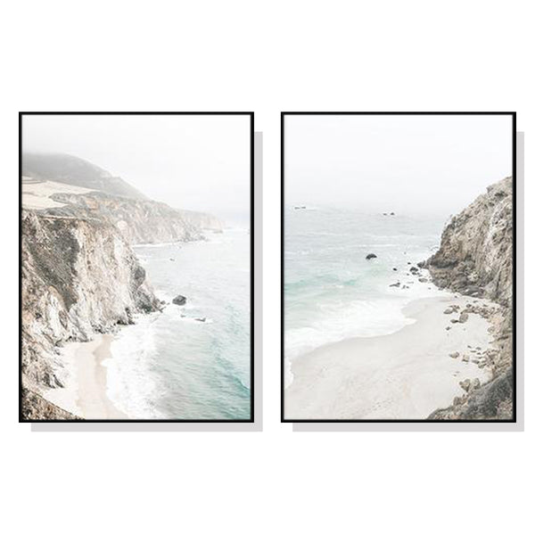 40cmx60cm Mountain Beach 2 Sets Black Frame Canvas Wall Art Tristar Online