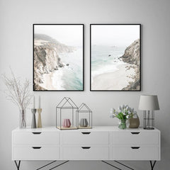 40cmx60cm Mountain Beach 2 Sets Black Frame Canvas Wall Art Tristar Online