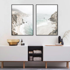 40cmx60cm Mountain Beach 2 Sets Black Frame Canvas Wall Art Tristar Online