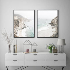 60cmx90cm Mountain Beach 2 Sets Black Frame Canvas Wall Art Tristar Online