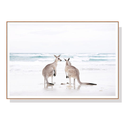 70cmx100cm Kangaroo Wood Frame Canvas Wall Art Tristar Online