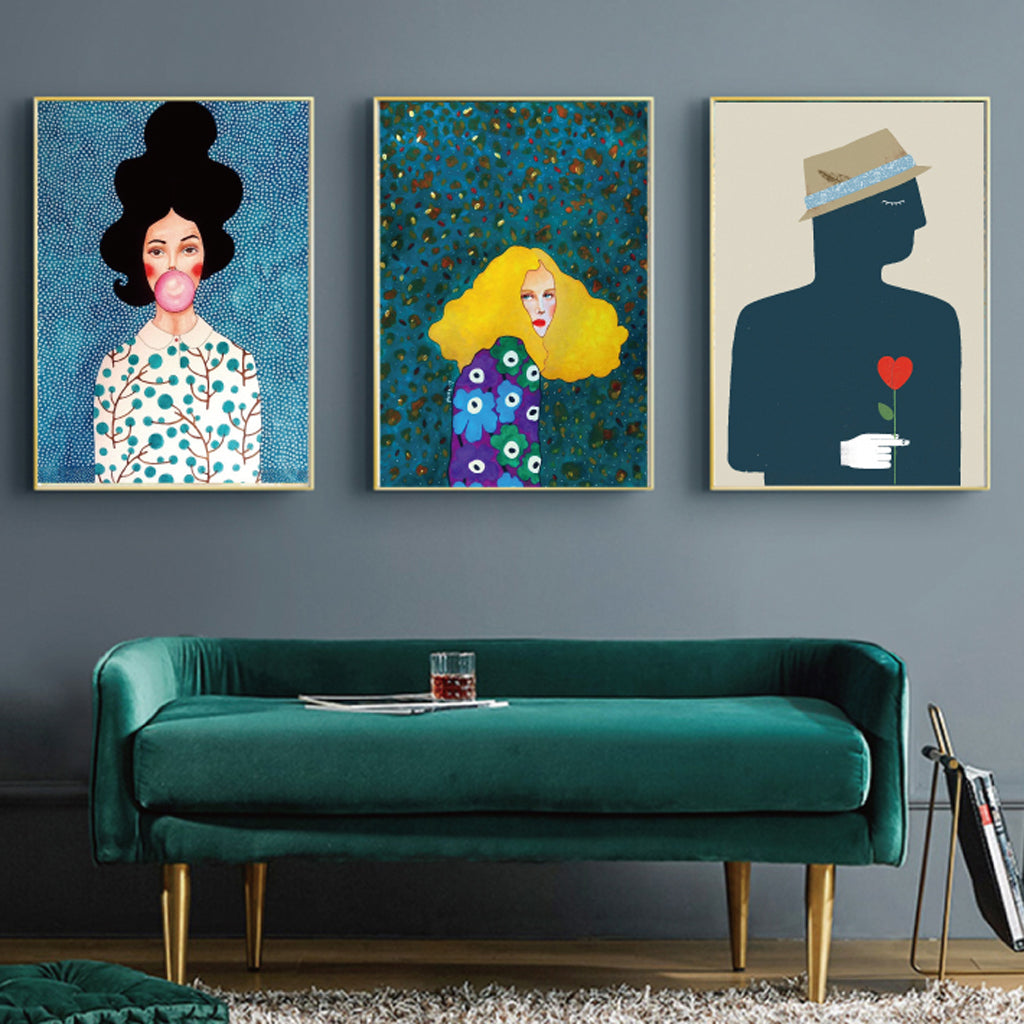 40cmx60cm Modern Figure 3 Sets Gold Frame Canvas Wall Art Tristar Online