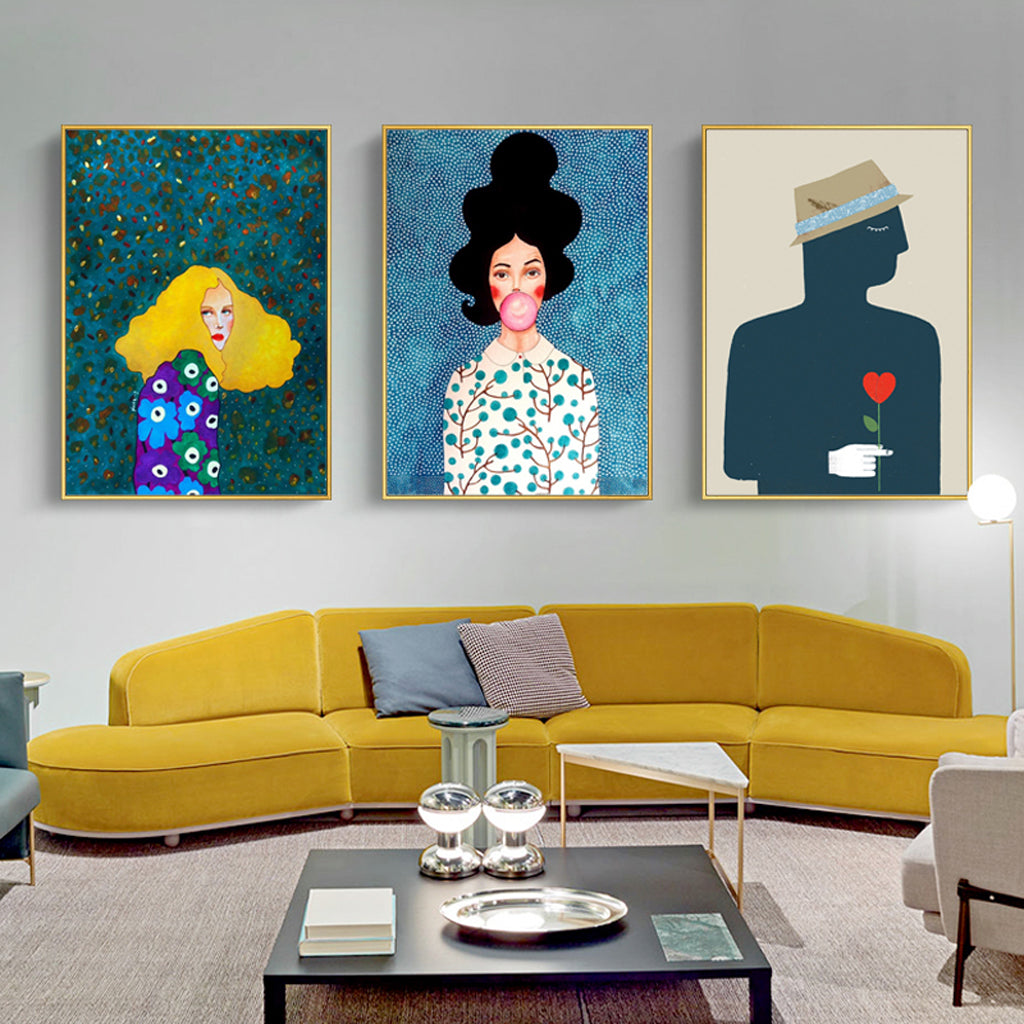 40cmx60cm Modern Figure 3 Sets Gold Frame Canvas Wall Art Tristar Online