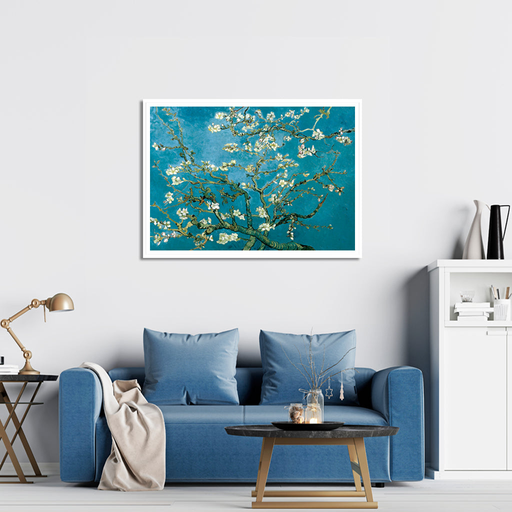 70cmx100cm Van Gogh Almond Blossom White Frame Canvas Wall Art Tristar Online