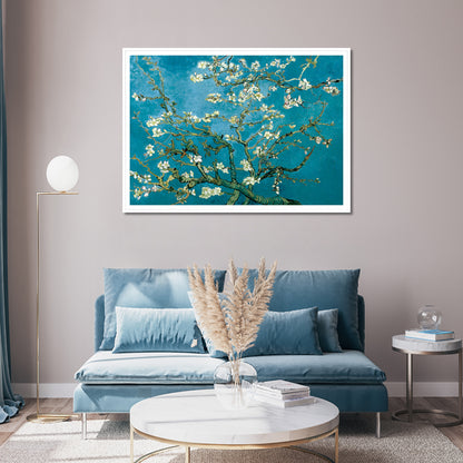 70cmx100cm Van Gogh Almond Blossom White Frame Canvas Wall Art Tristar Online