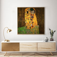 60cmx60cm Kissing by Gustav Klimt Gold Frame Canvas Wall Art Tristar Online