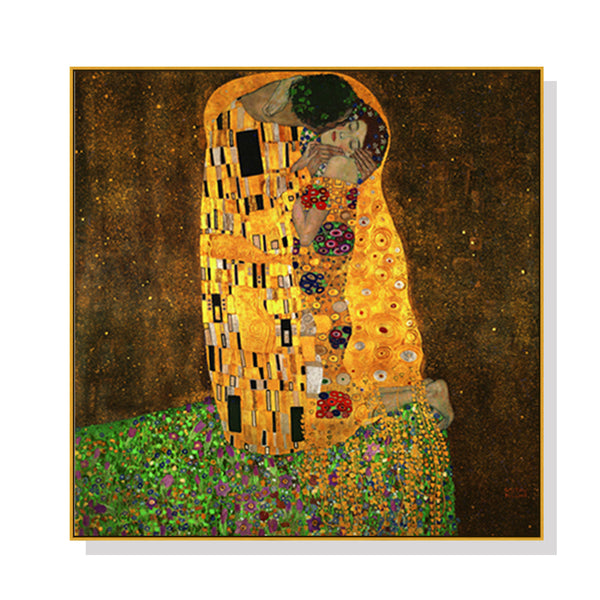 70cmx70cm Kissing by Gustav Klimt Gold Frame Canvas Wall Art Tristar Online