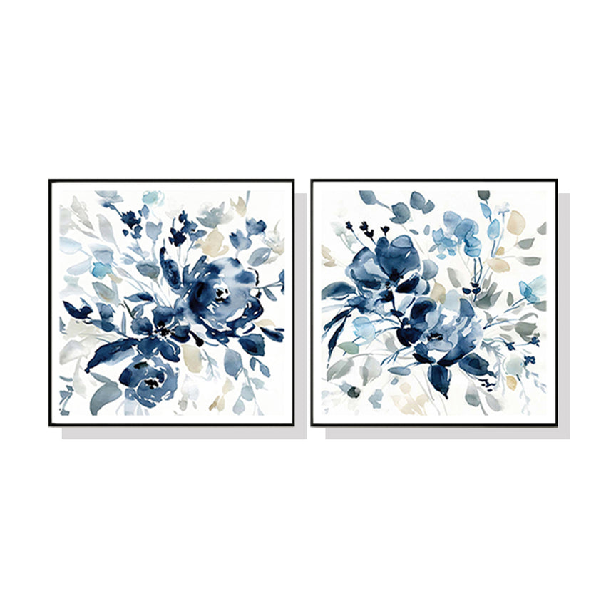 60cmx60cm Indigo Garden By Carol Robinson 2 Sets Black Frame Canvas Wall Art Tristar Online