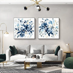 70cmx70cm Indigo Garden By Carol Robinson 2 Sets Black Frame Canvas Wall Art Tristar Online