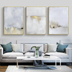 60cmx90cm Abstract golden white 3 Sets Gold Frame Canvas Wall Art Tristar Online