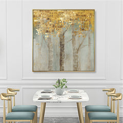 60cmx60cm Golden Leaves 2 Sets Gold Frame Canvas Wall Art Tristar Online