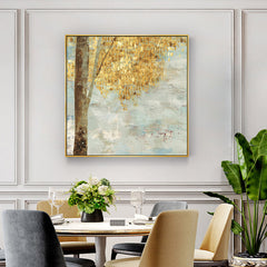 70cmx70cm Golden Leaves 2 Sets Gold Frame Canvas Wall Art Tristar Online