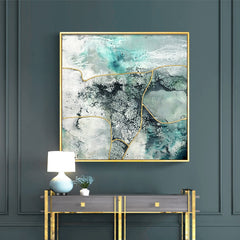 50cmx50cm Marbled Green 2 Sets Gold Frame Canvas Wall Art Tristar Online