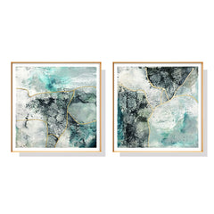 50cmx50cm Marbled Green 2 Sets Gold Frame Canvas Wall Art Tristar Online