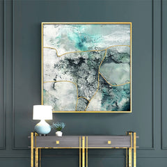 60cmx60cm Marbled Green 2 Sets Gold Frame Canvas Wall Art Tristar Online