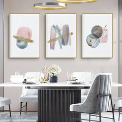 50cmx70cm Blush Pink Watercolor 3 Sets Gold Frame Canvas Wall Art Tristar Online