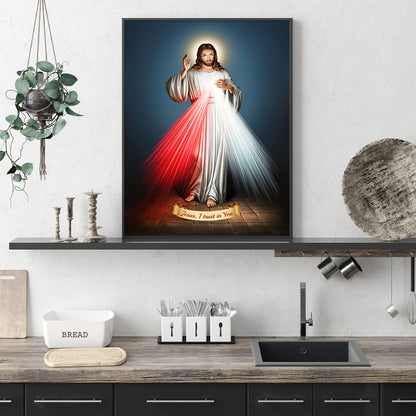 50cmx70cm Jesus Divine Mercy I Trust In You Black Frame Canvas Wall Art Tristar Online