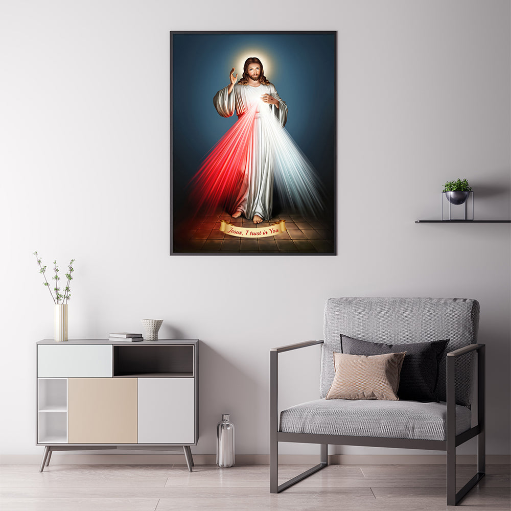 50cmx70cm Jesus Divine Mercy I Trust In You Black Frame Canvas Wall Art Tristar Online