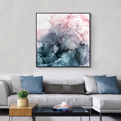60cmx60cm Marbled Pink Grey Black Frame Canvas Wall Art Tristar Online