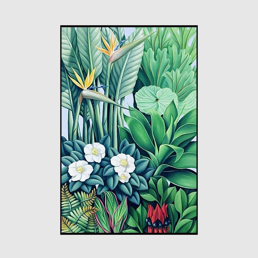 70cmx100cm Tropical plants Black Frame Canvas Wall Art Tristar Online