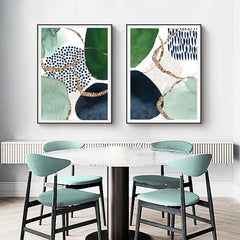 40cmx60cm Abstract Green and Navy 2 Sets Black Frame Canvas Wall Art Tristar Online