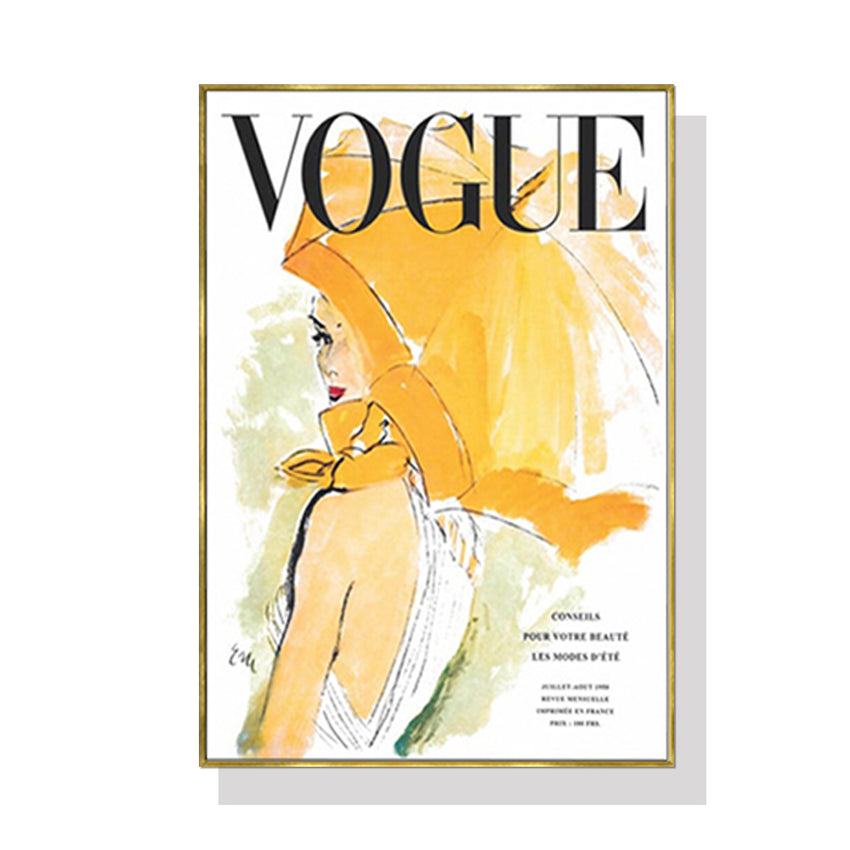 50cmx70cm Vogue Girl Gold Frame Canvas Wall Art Tristar Online