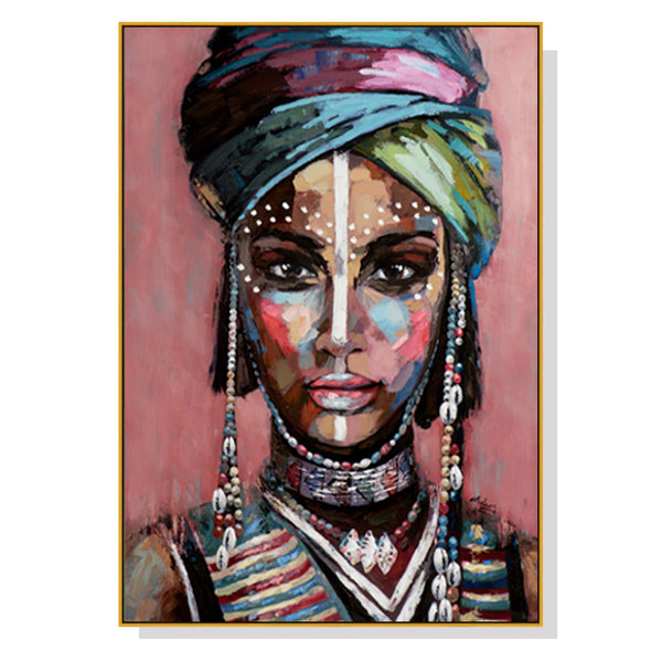 Wall Art 80cmx120cm African woman II Gold Frame Canvas Tristar Online