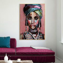 Wall Art 80cmx120cm African woman II Gold Frame Canvas Tristar Online