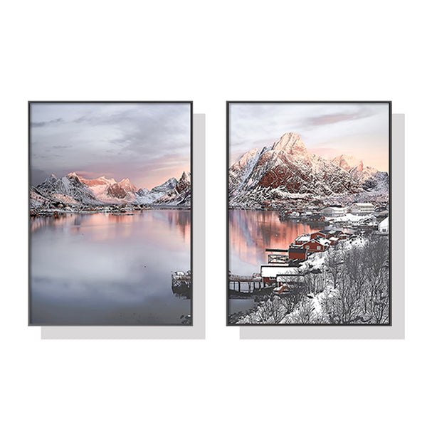 60cmx90cm Nordic Norway 2 Sets Black Frame Canvas Wall Art Tristar Online