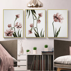 Wall Art 80cmx120cm Tulip Flower 3 Sets Gold Frame Canvas Tristar Online