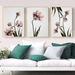 50cmx70cm Tulip Flower 3 Sets Gold Frame Canvas Wall Art Tristar Online