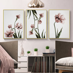 50cmx70cm Tulip Flower 3 Sets Gold Frame Canvas Wall Art Tristar Online