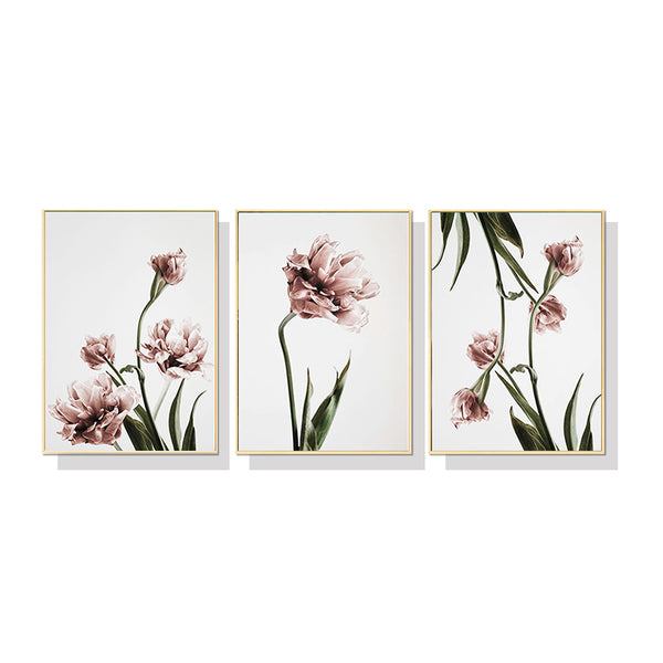 50cmx70cm Tulip Flower 3 Sets Gold Frame Canvas Wall Art Tristar Online