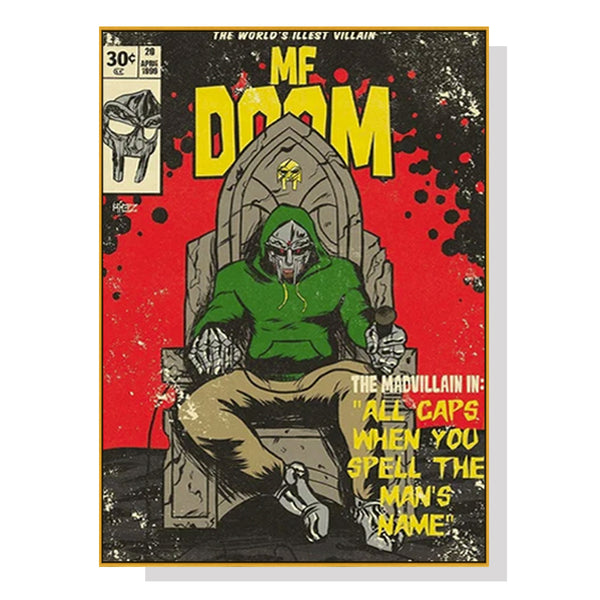 50cmx70cm MF DOOM Music Gold Frame Canvas Wall Art Tristar Online