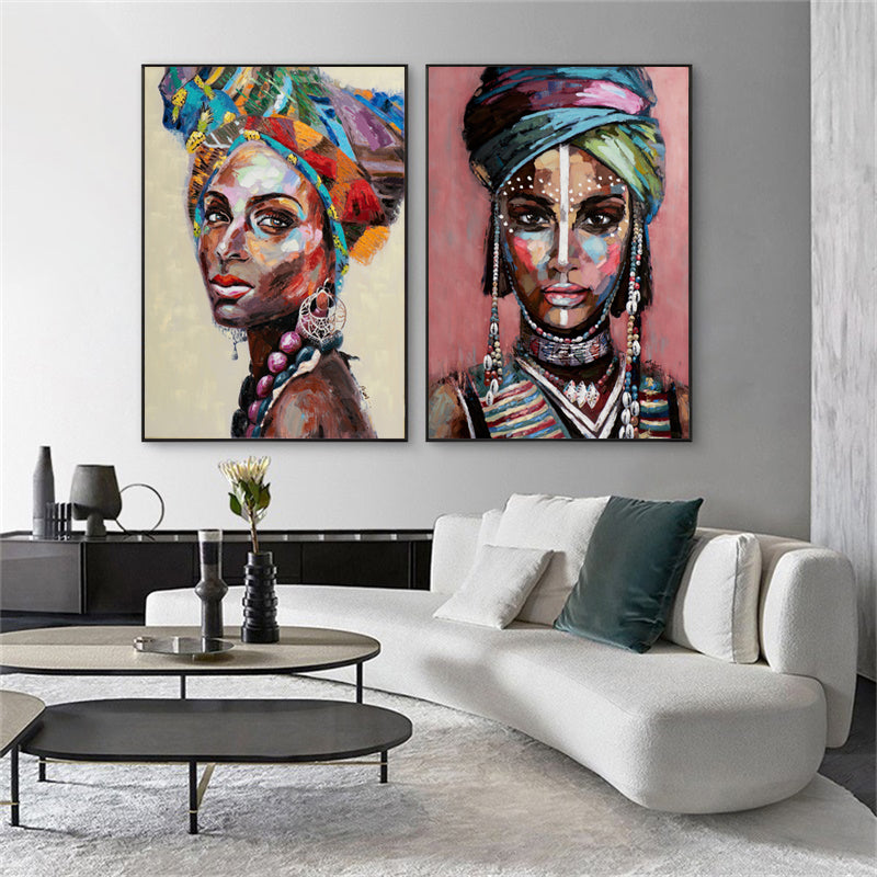 60cmx90cm African women 2 Sets Black Frame Canvas Wall Art Tristar Online