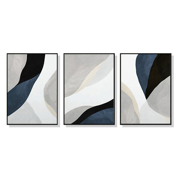 40cmx60cm Abstract Navy Blue 3 Sets Black Frame Canvas Wall Art Tristar Online