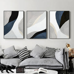 60cmx90cm Abstract Navy Blue 3 Sets Black Frame Canvas Wall Art Tristar Online