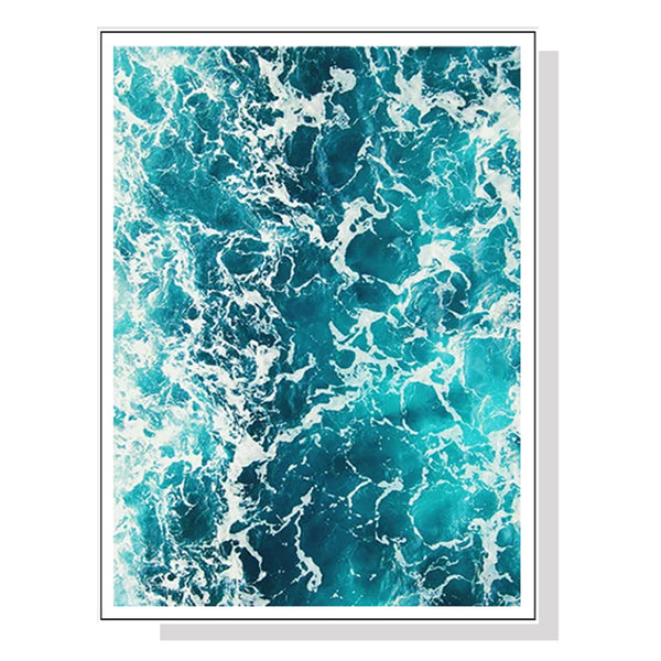 50cmx70cm Blue Ocean White Frame Canvas Wall Art Tristar Online